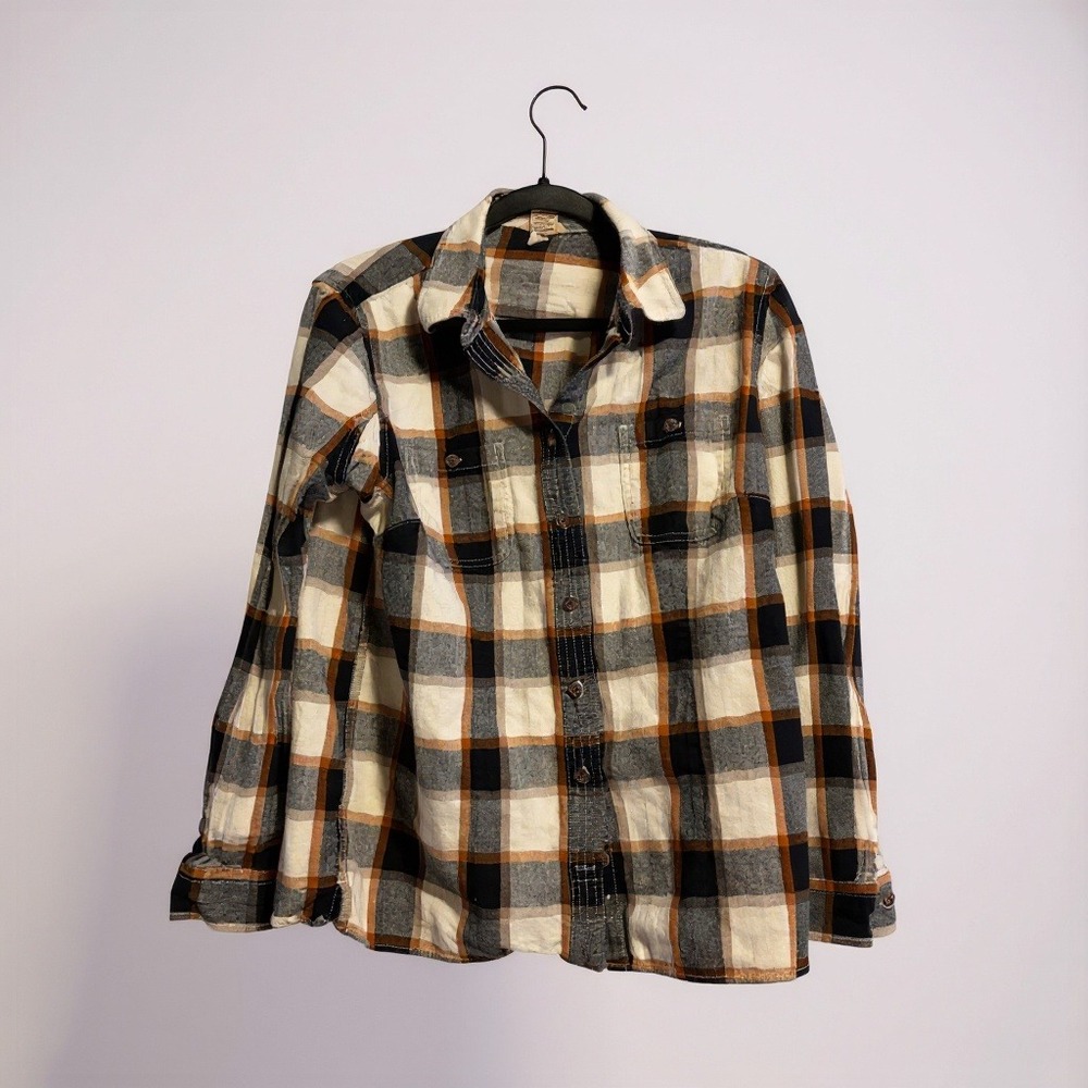 Duluth Trading Company Plaid Flannel Shirt Women's Size L Long Sleeve Cotton